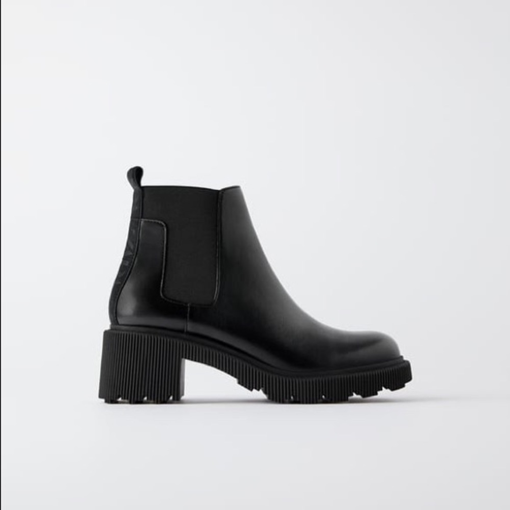 Zara chunky black ankle boots